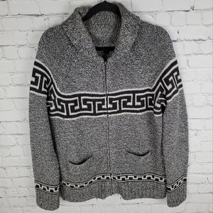 WIND RIVER | wool blend knit full zip geometric pattern sweater